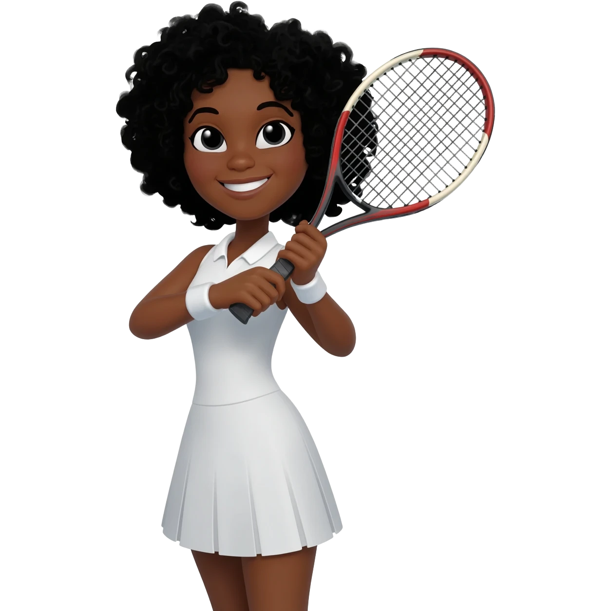 Tennis girl with black curly hair emoji