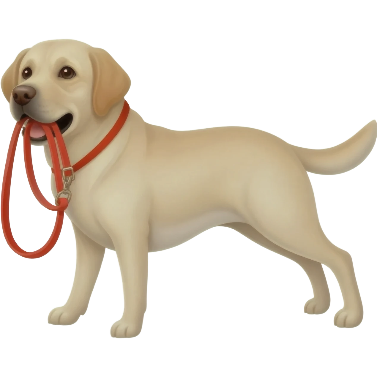 a Labrador with a leash in its mouth emoji