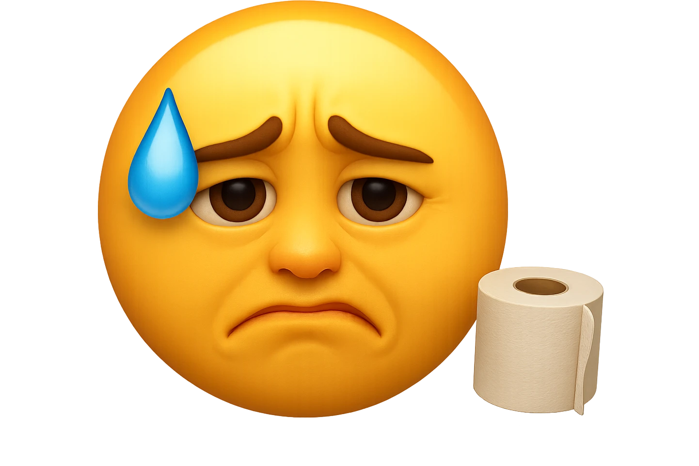 emoji stile iphone che riguarda l'argomento "stipsi/andrò al bagno oggi?", iperrealistico 4k emoji