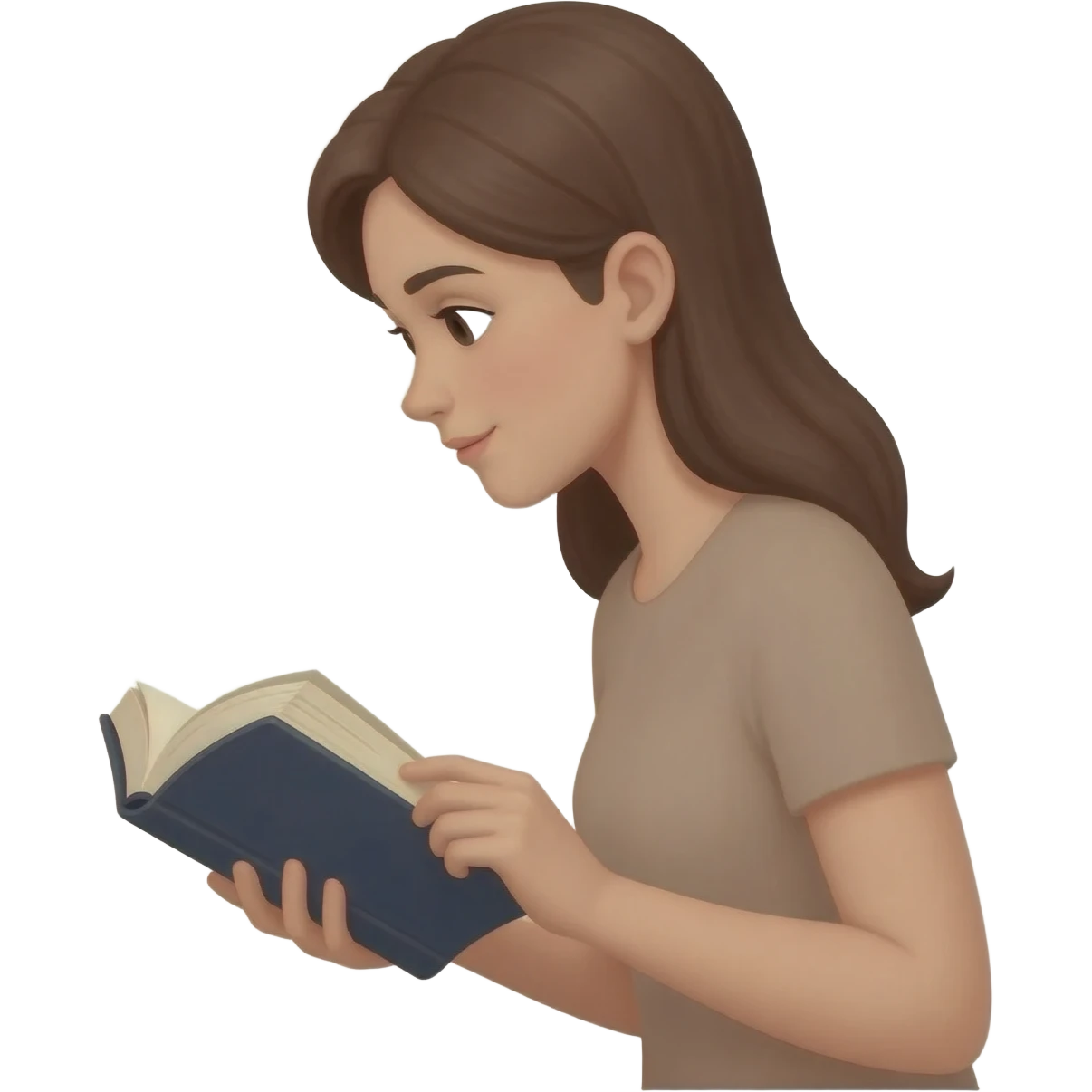 нарисуй девушку, читающую библию ей    20 - 25 лет с боку  emoji