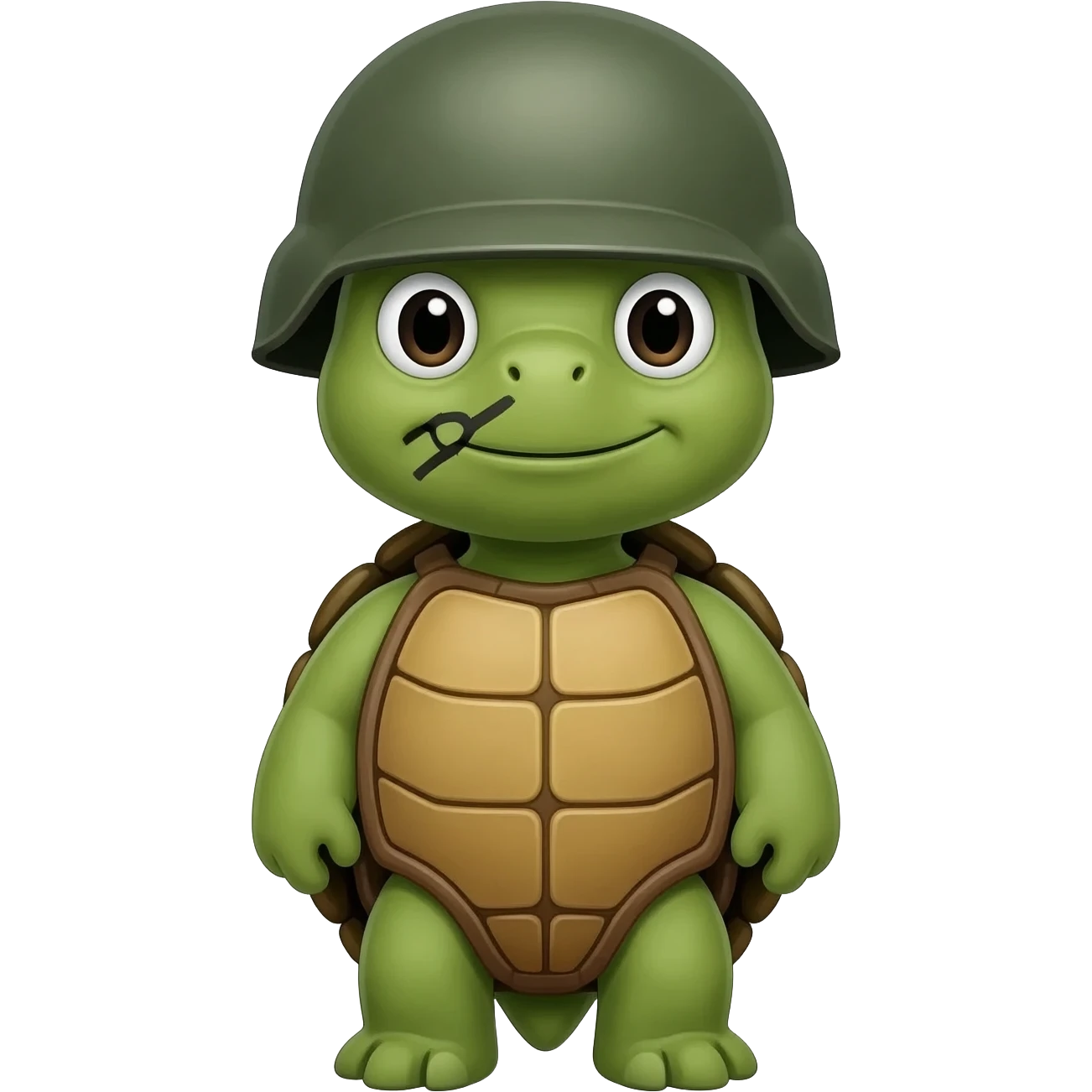 google/android style turtle emoji with army combat helmet and war face emoji