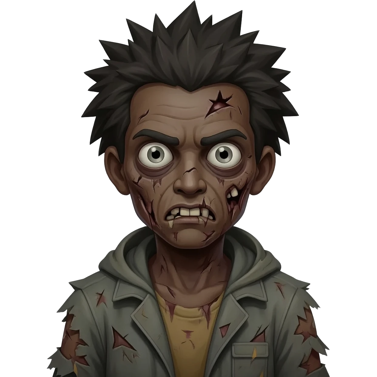 Brown skin zombie with spikey hair emoji