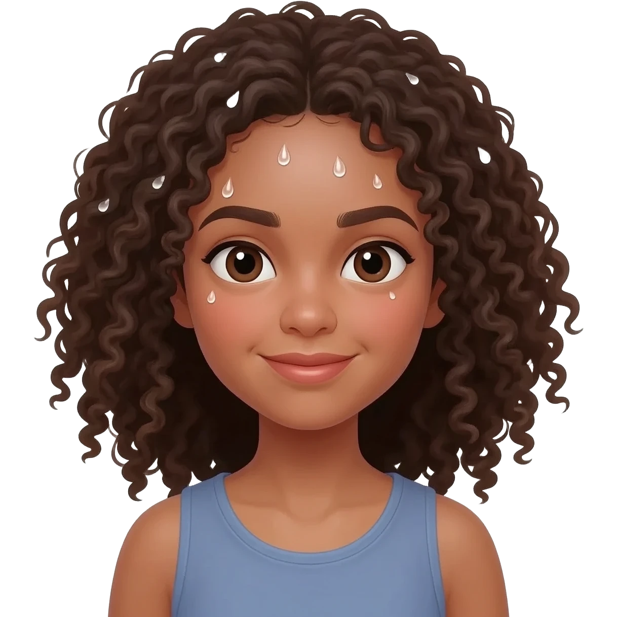 curly hair girl sweating emoji
