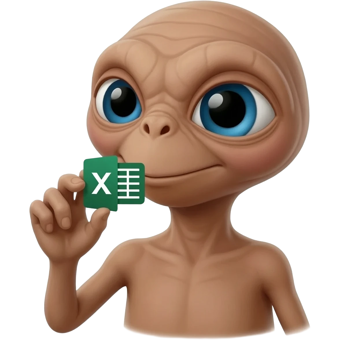 E.T. The Extra-Terrestrial from the movie eating an Excel file icon emoji