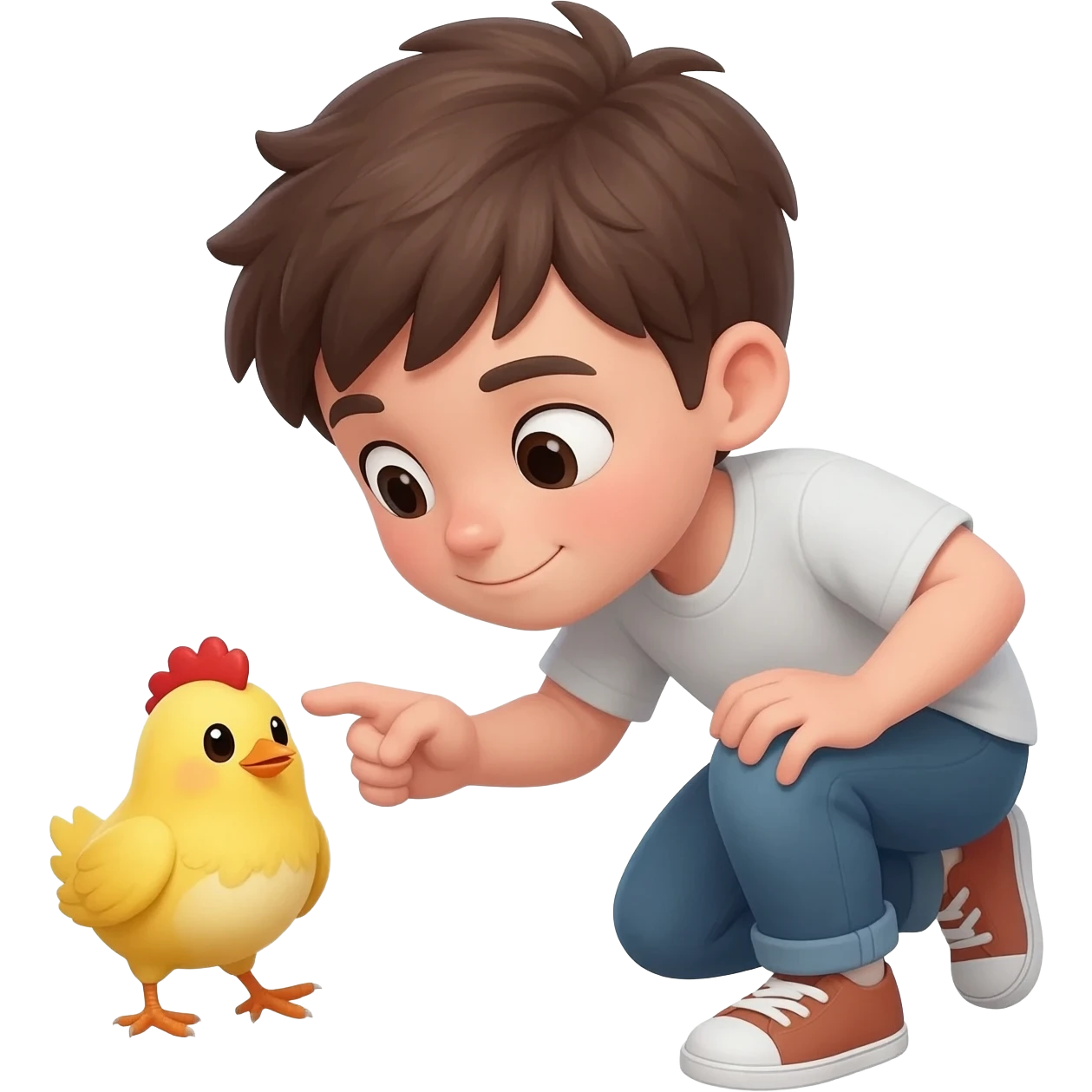 has un  niño buscando un pollito emoji