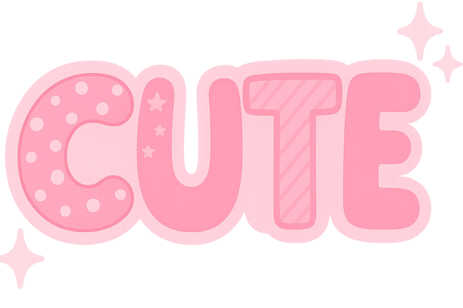 the word 'cute' in a creative, pink-themed style, remove background emoji