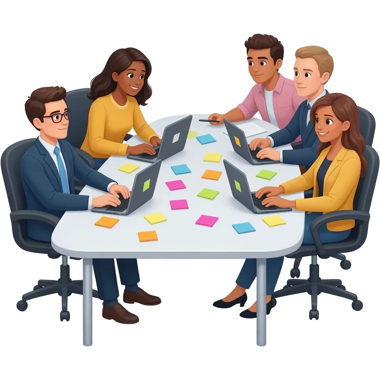 emoji on startup team working together in office emoji