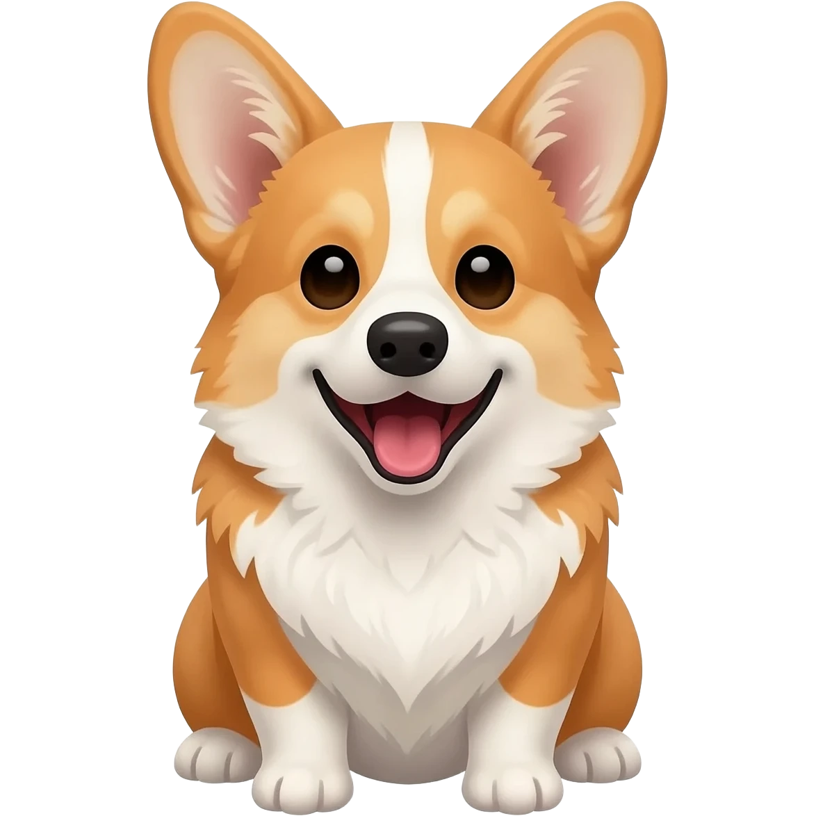 The corgi sits frontally with its mouth open. emoji