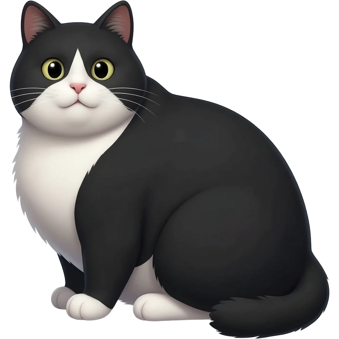 a very fat black and white cat emoji
