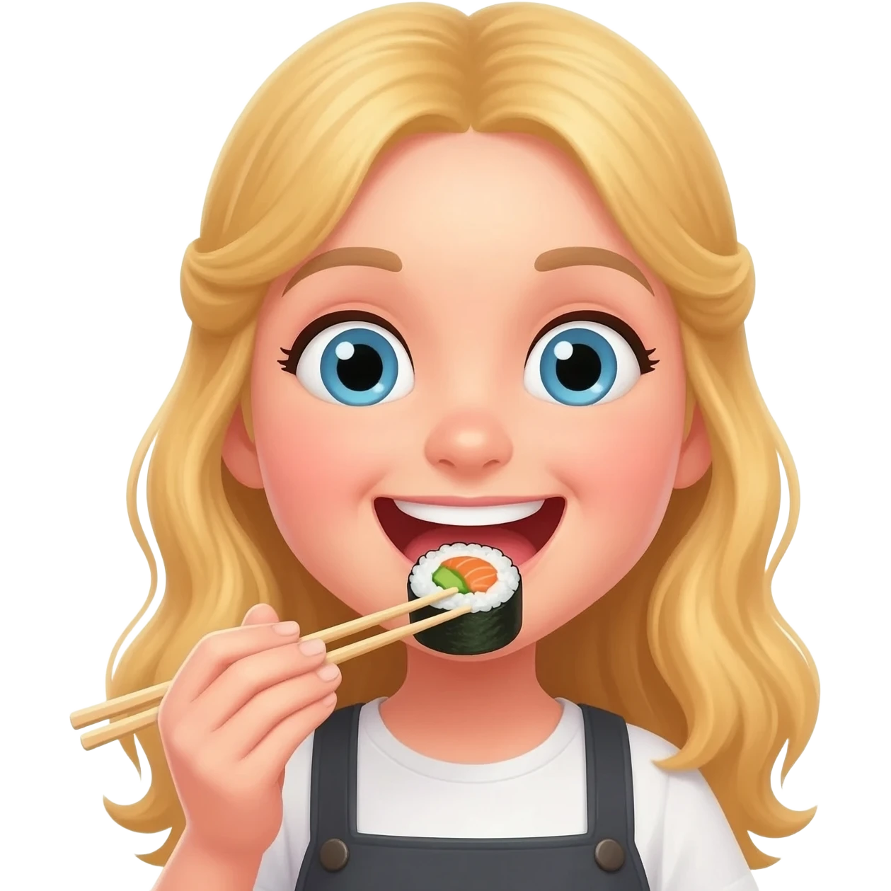 Blonde girl eating sushi emoji