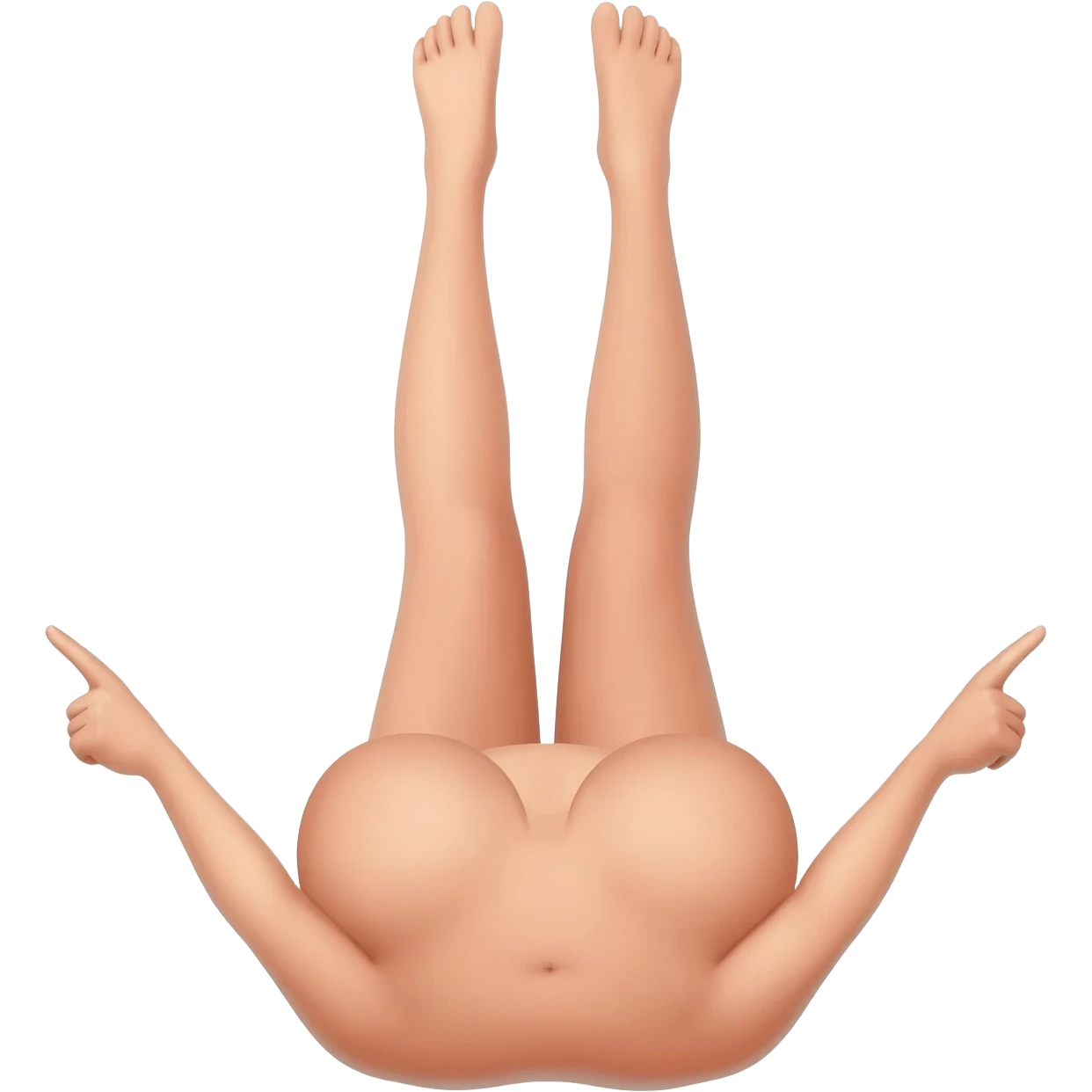 A naked girl with her legs pointing up and showing her butt and boobs emoji