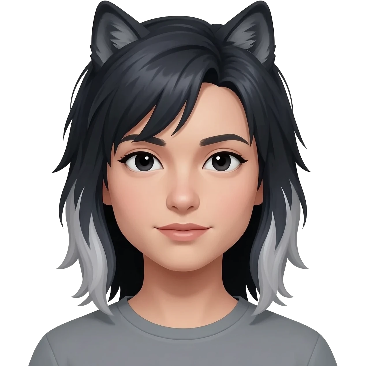 A which with a wolf cut emoji