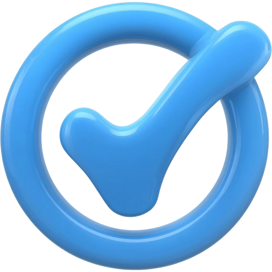 blue check mark with ridges around it emoji