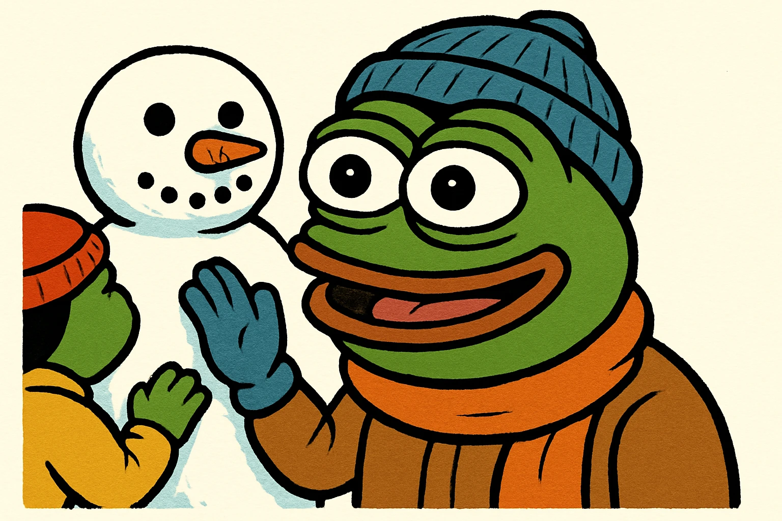 people making a snowman emoji