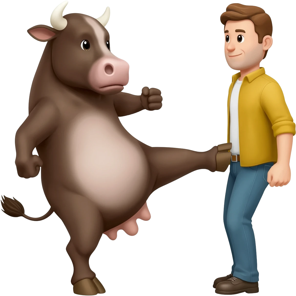 Cow Kicking a man emoji