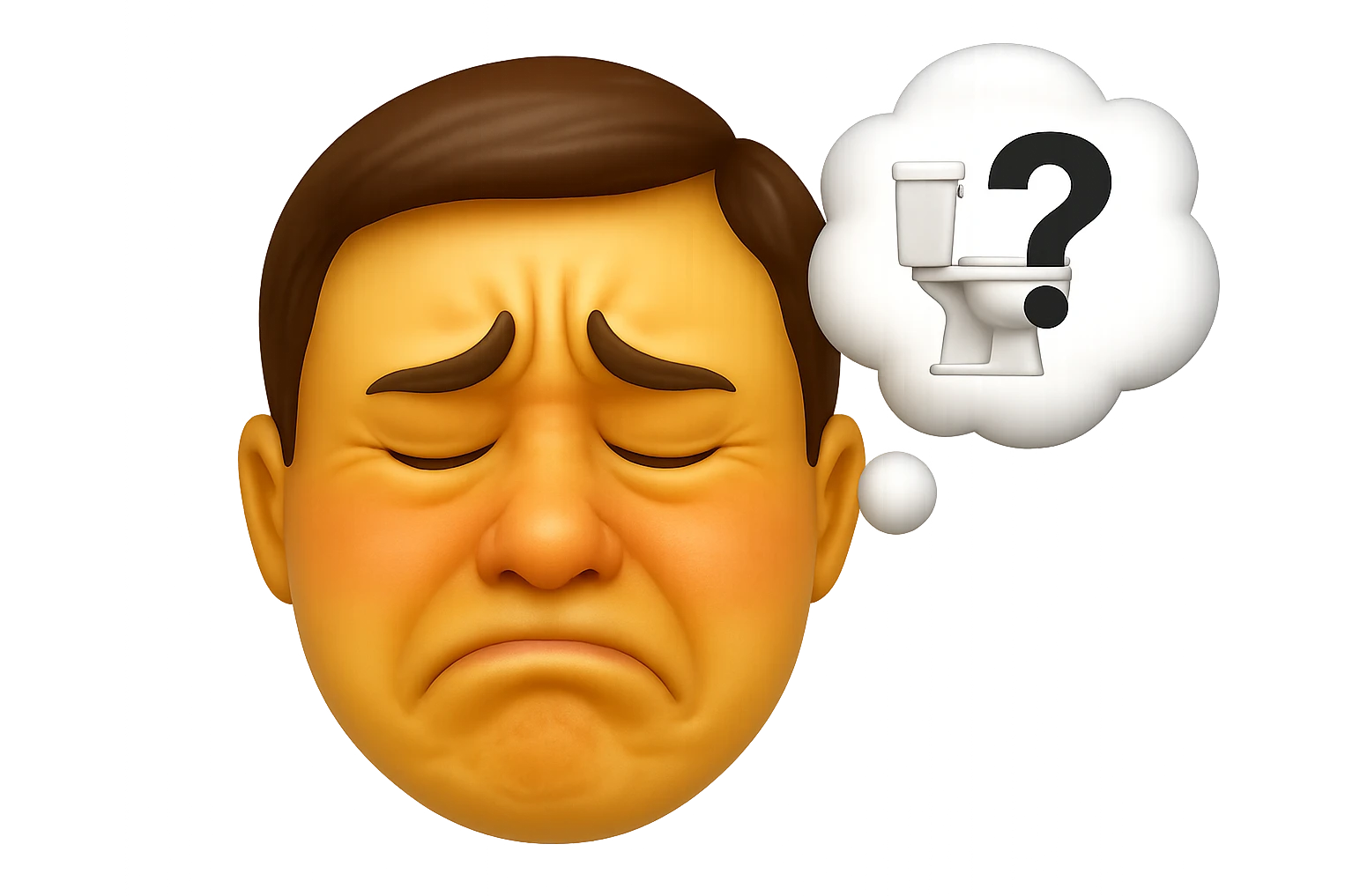 emoji stile iphone che riguarda l'argomento "stipsi/andrò al bagno oggi?", iperrealistico 4k emoji
