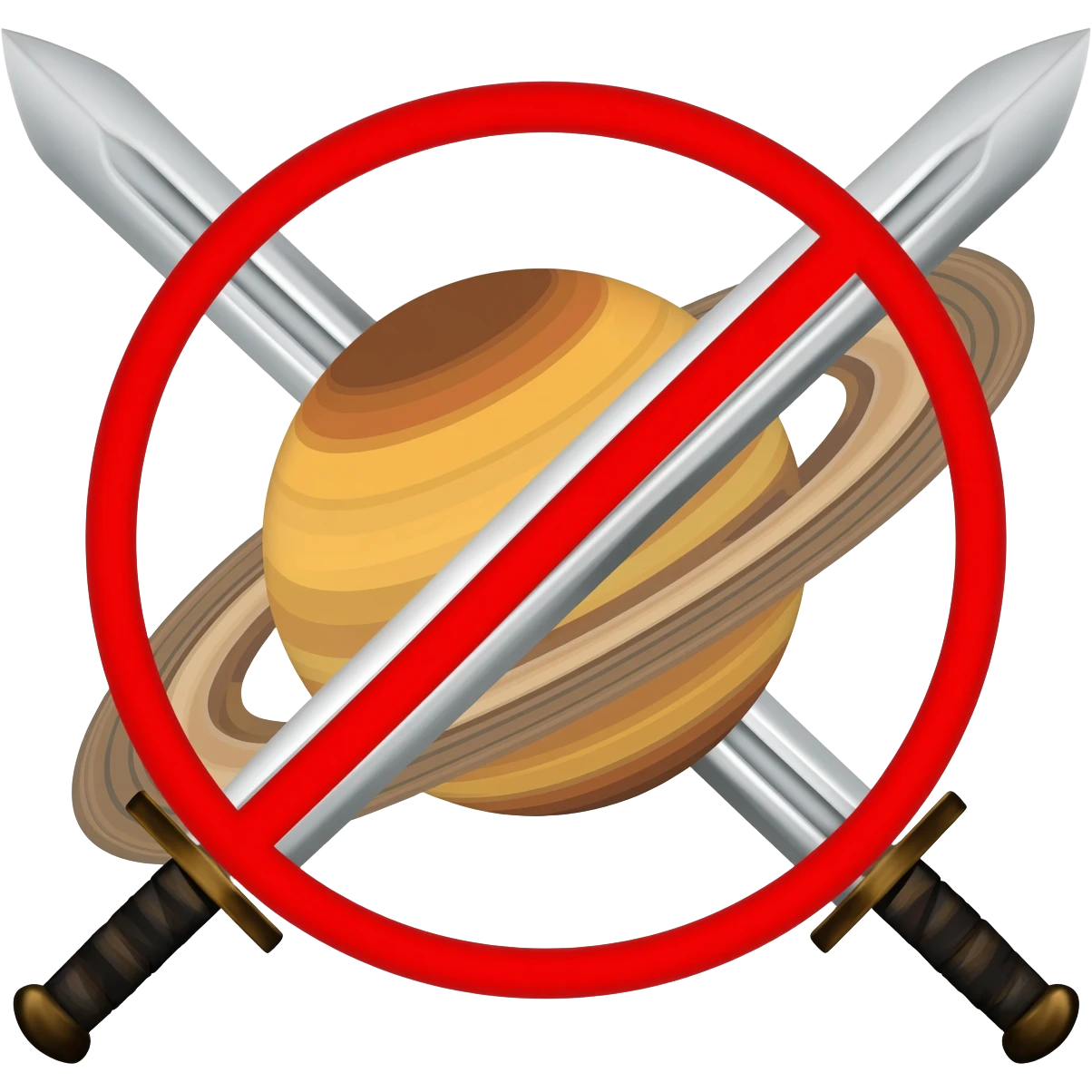 Saturn przekreślony 2 mieczami, emoji