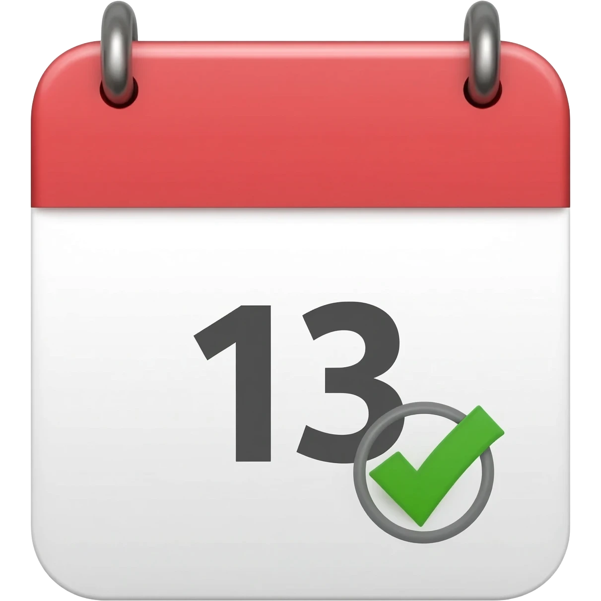 Calendar with circled check mark over number 13 emoji