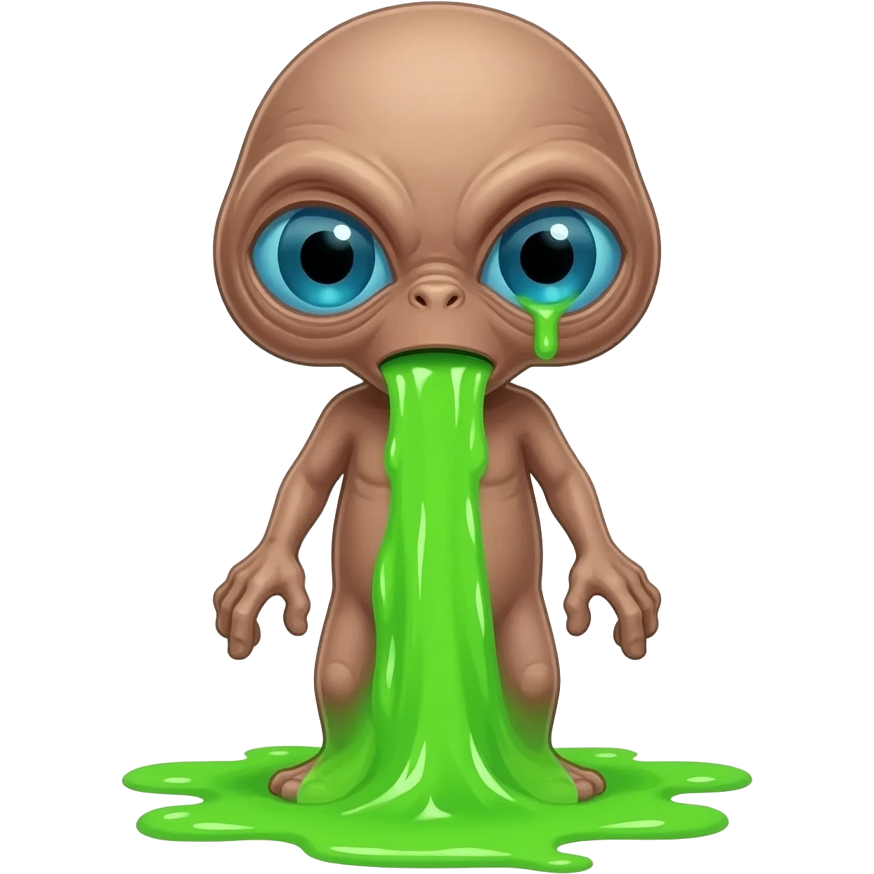 E.T. The Extra-Terrestrial from the movie puking green liquid emoji