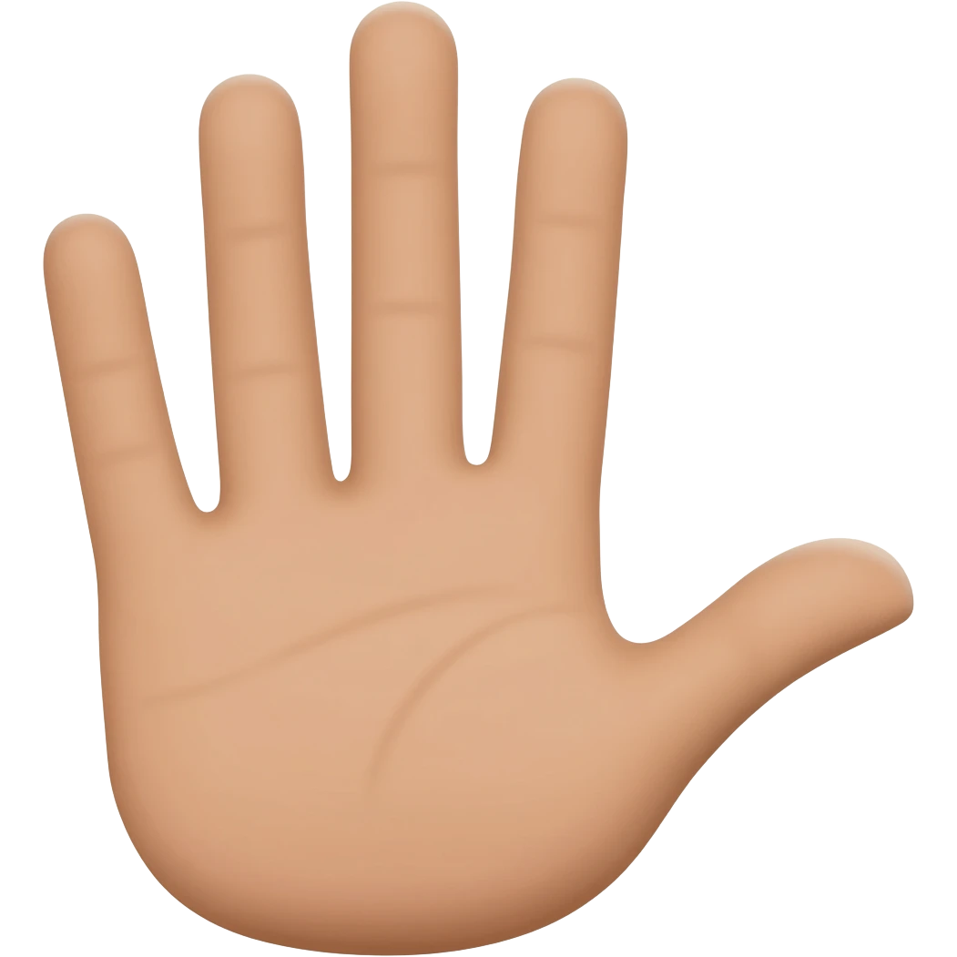 palm with four fingers up and folded thumb emoji
