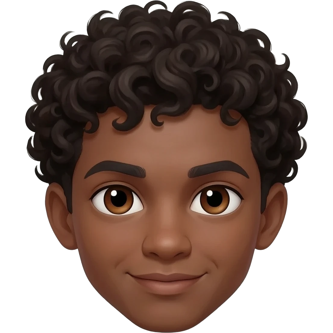кудрявый мальчик с карими глазами и со смуглой кожей emoji