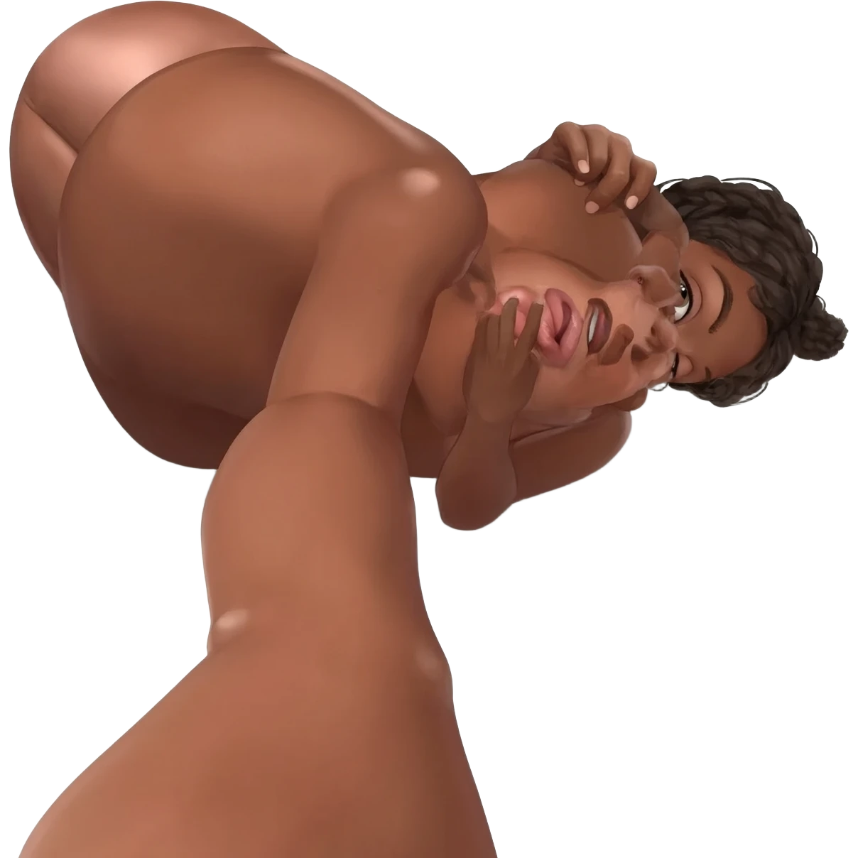 naked black girl masturbating her wet vagina, laying back, fingers in her pussy, porn, full body, selfie point of view emoji