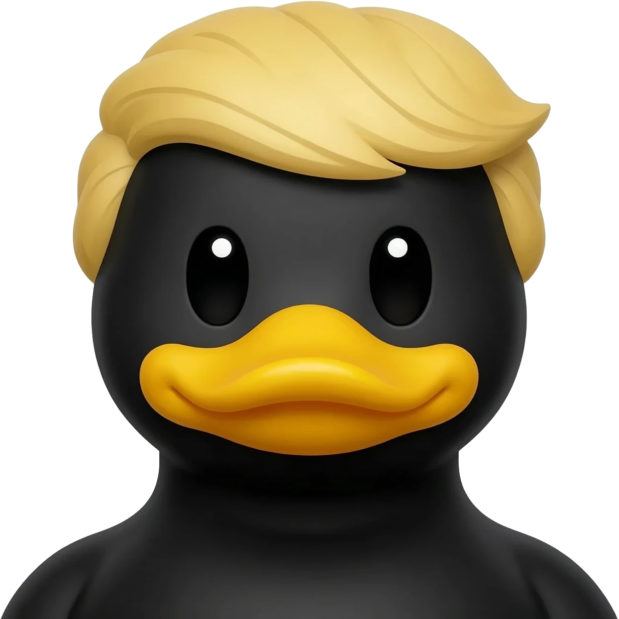 donald trump with duck nose (yellow),and black skin like duck emoji