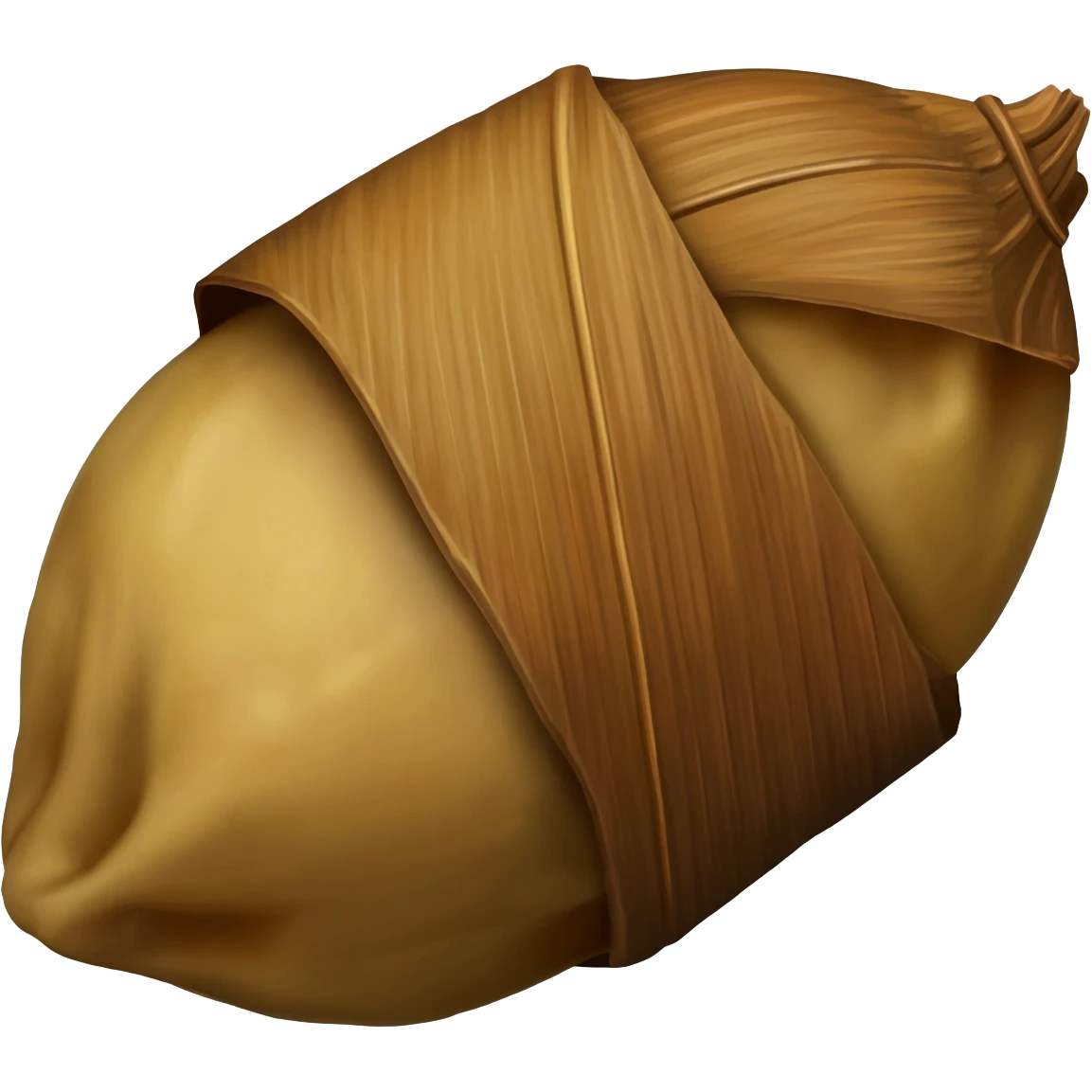 A small, oval fermented cornmeal dumpling fully wrapped in/brown leaves – West African staple, round shape often served with thick red stew or fish. emoji