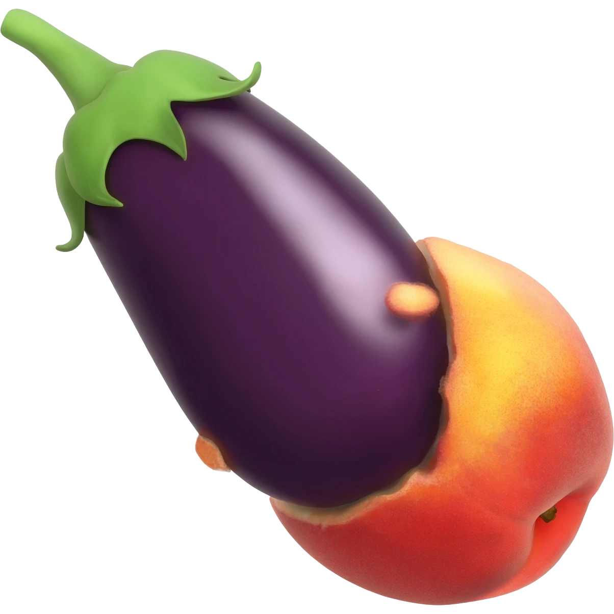 An eggplant rubbing a peach emoji