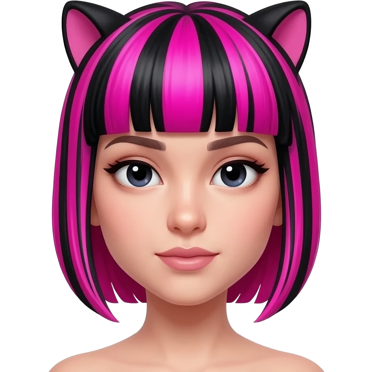 scene girl with skunk striped neon hair emoji