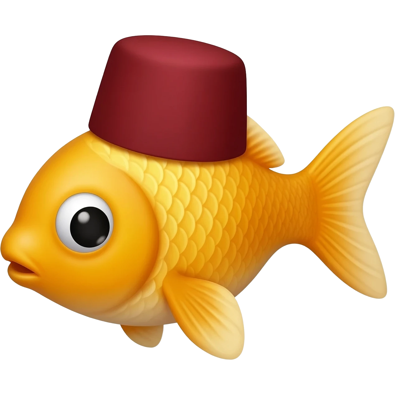 Fish wearing a fez hat emoji