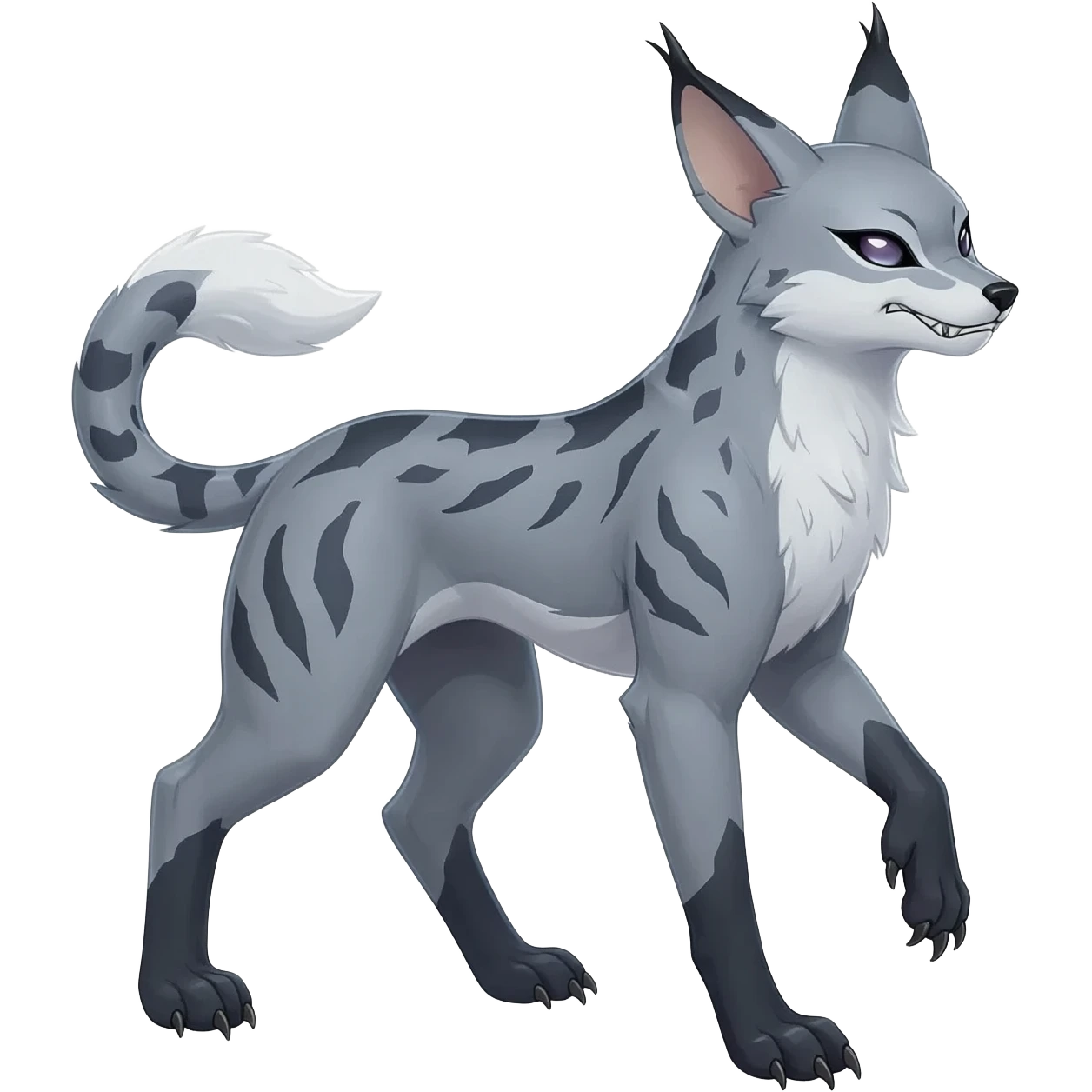 Cool edgy cute adorable hyper-realistic badass Serval-Lycanroc-Absol-Fakémon-hybrid-creature (full body)  emoji