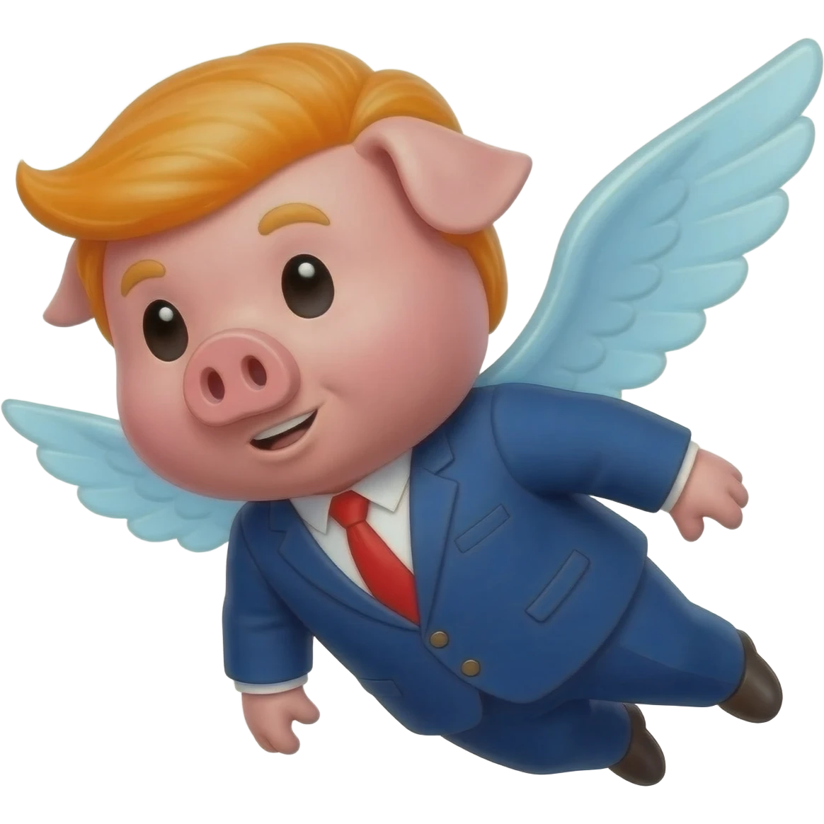 Flying pig looking like trump emoji