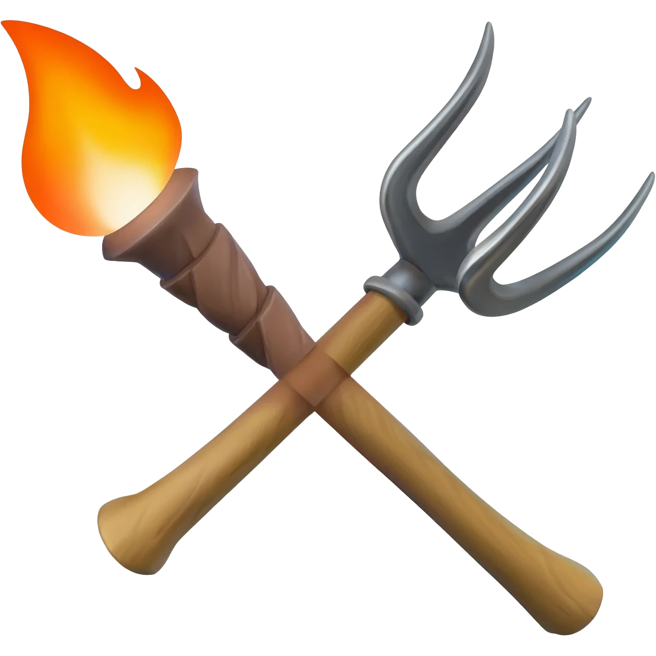 A farmer's pitchfork and torch crossed emoji