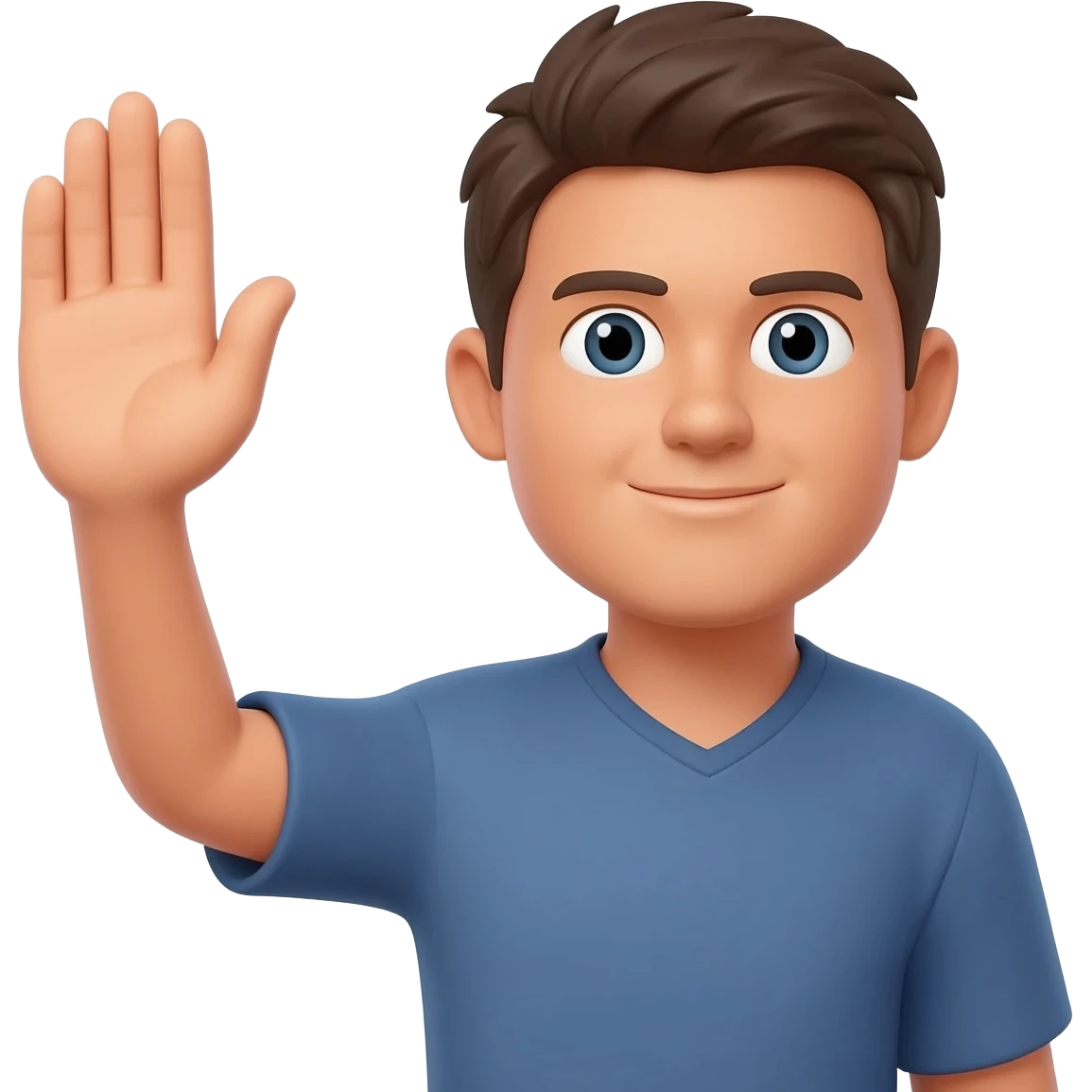 Persona levantando la mano derecha como pidiendo su turno, algo como este: 🙋 emoji