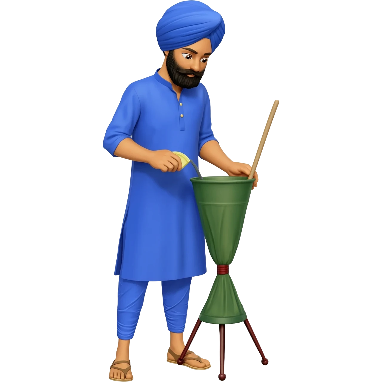Nihang singh sikh blue dress making ragda drink remove lemon emoji