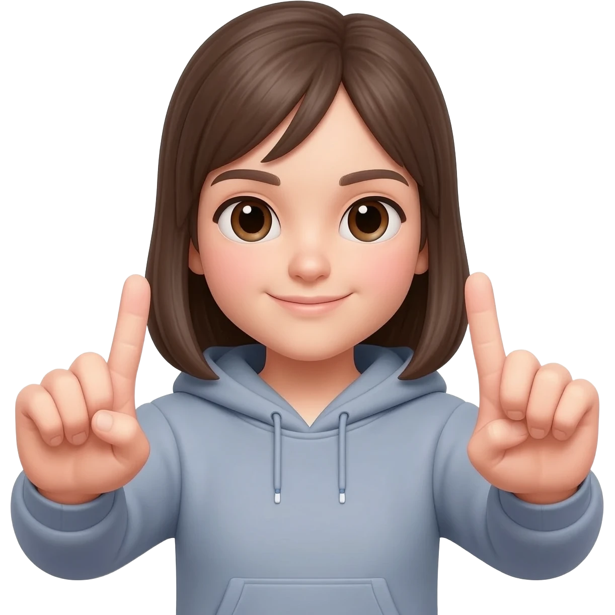 Hola me puedes crear un emoji de una niña haciendo con los dos dedos de las dos manos una tacha emoji