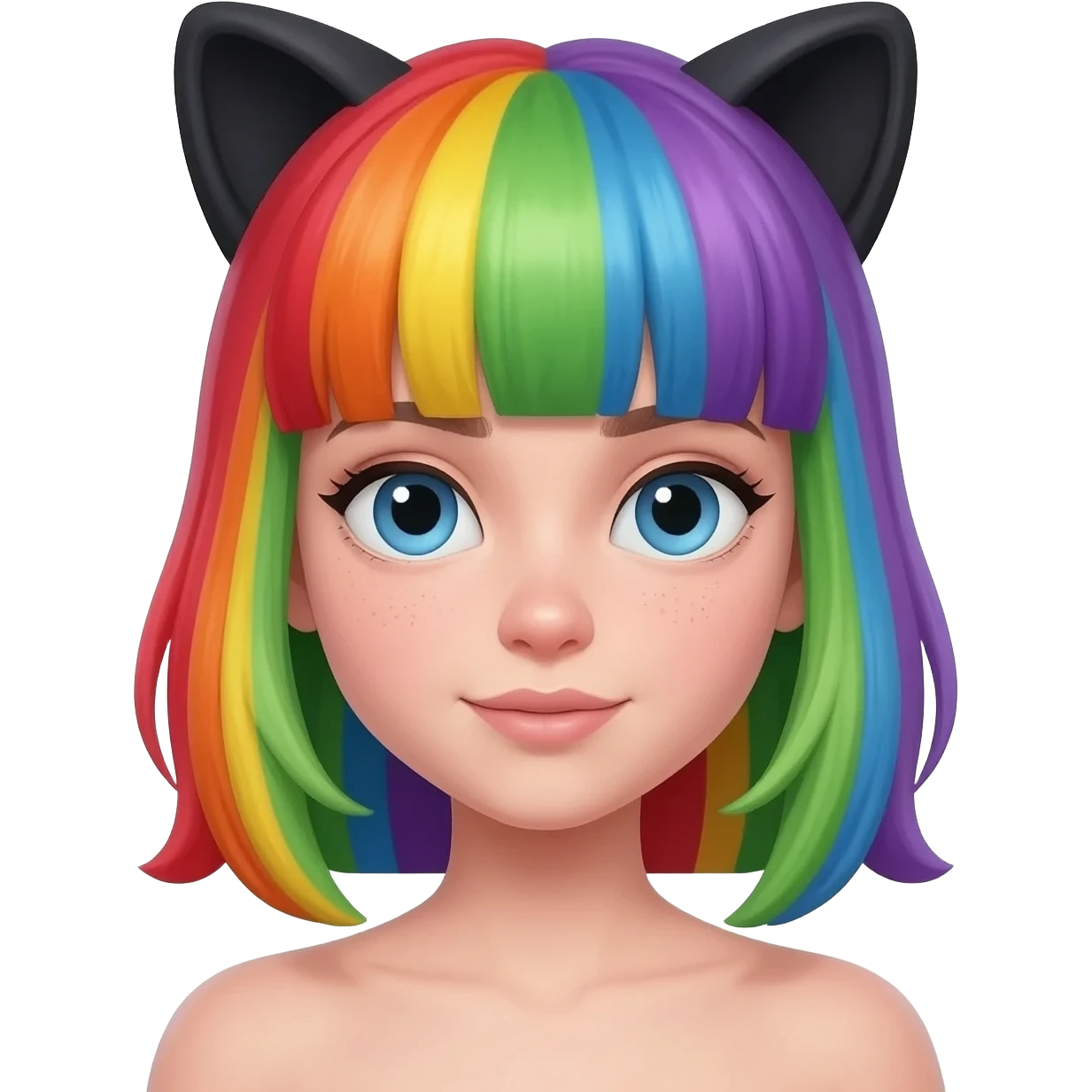 scene girl with skunk striped rainbow hair no cat ears indie sleaze emoji
