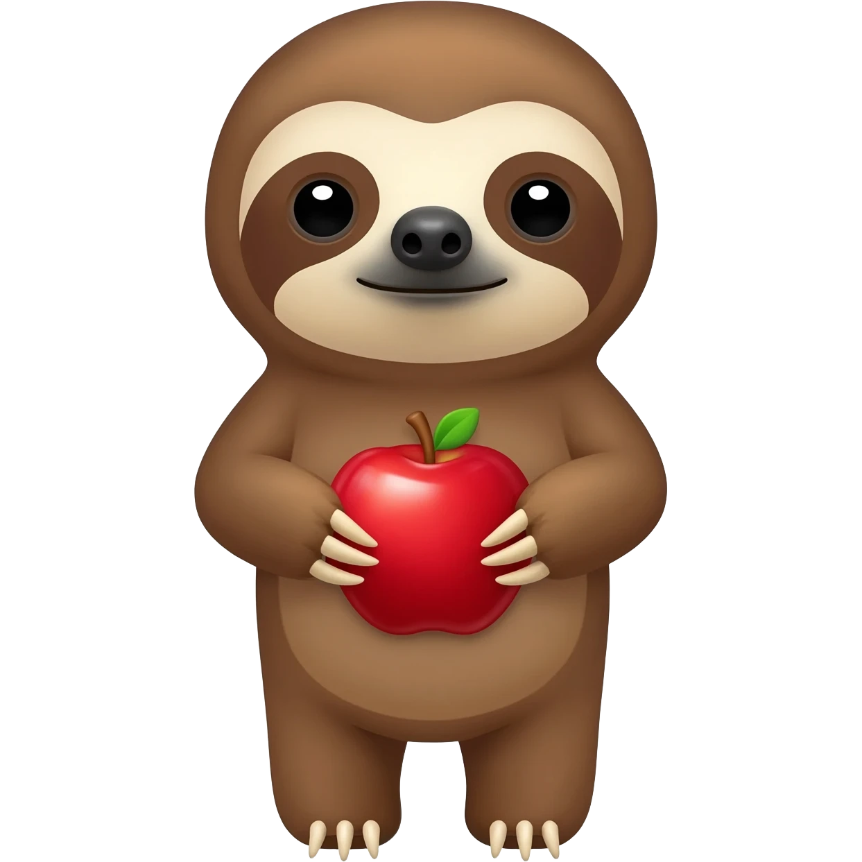 Cute sloth with apple emoji
