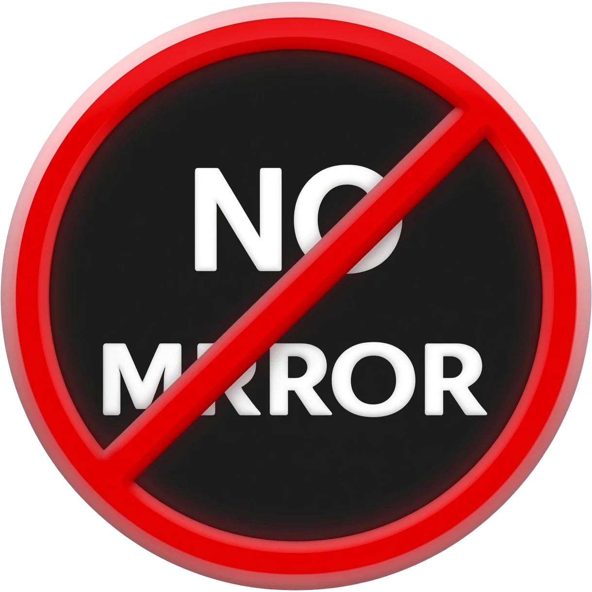 Mirror red prohibited inside with white text 26 with black circle emoji