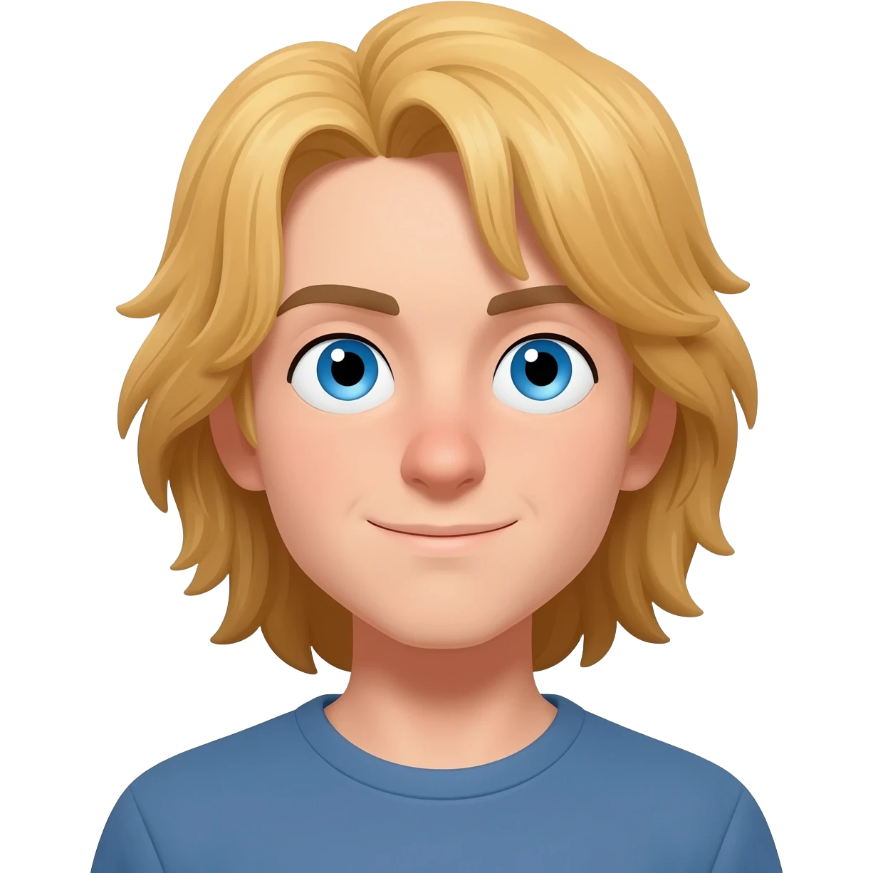 young man long blond hair blue eyes emoji