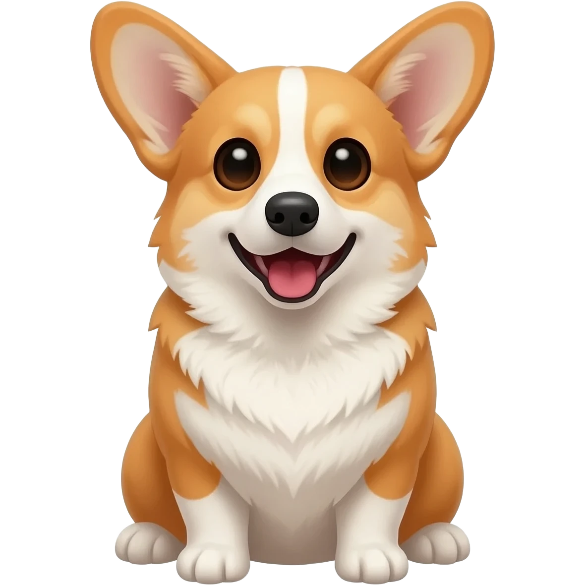 The corgi sits frontally with its mouth open. emoji