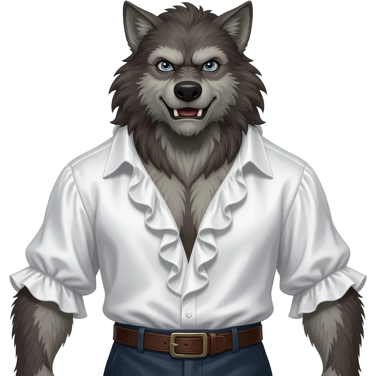 The Werewolf from Horror Film Heroes & Villains with white silk ruffle shirt emoji