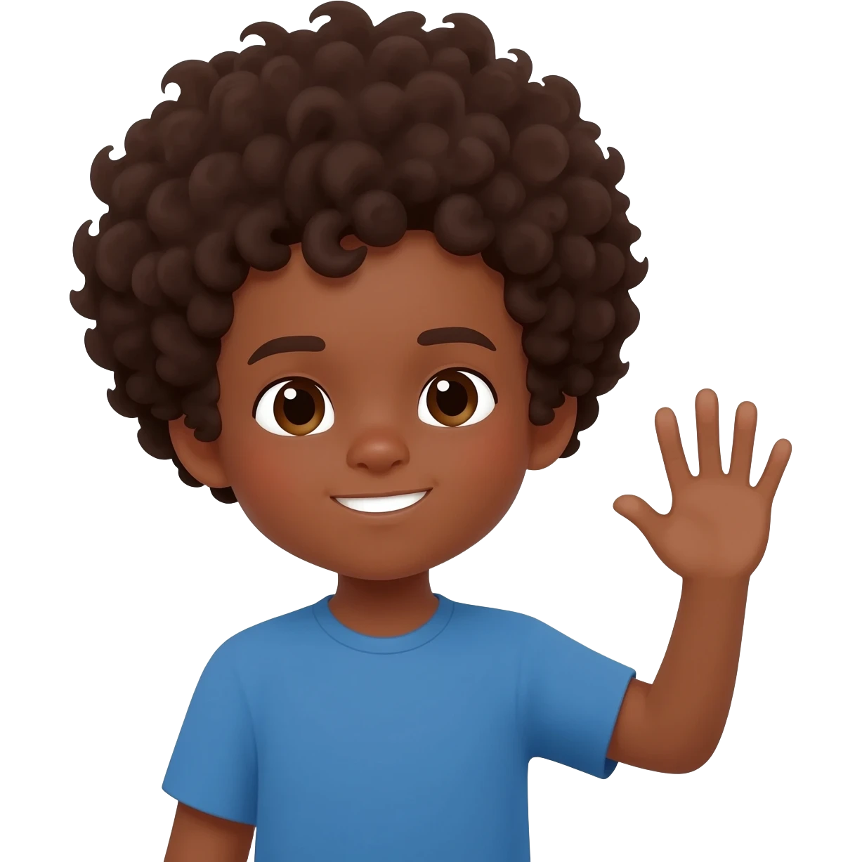 sad waving goodbye black boy curly hair emoji