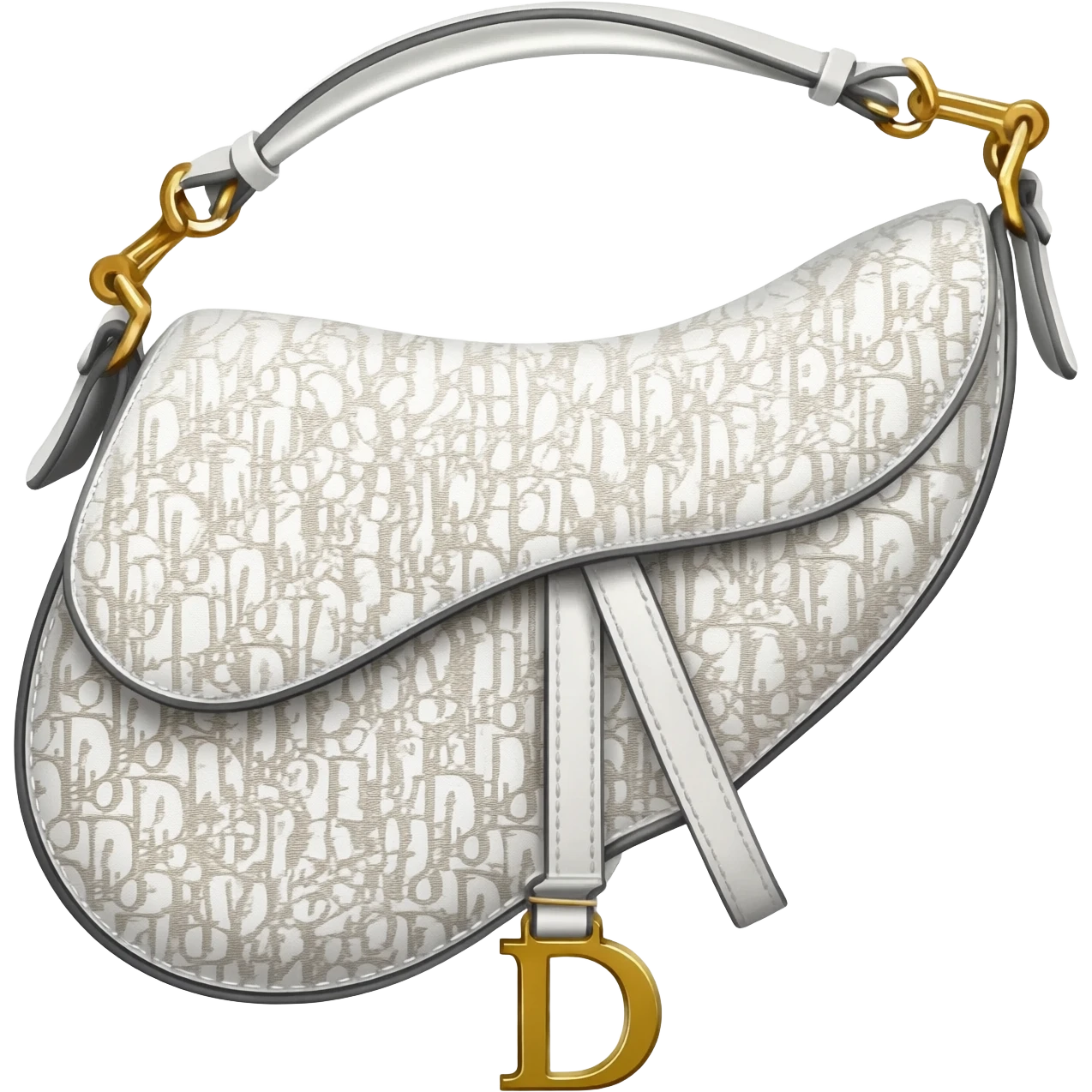white dior printed saddle bag emoji