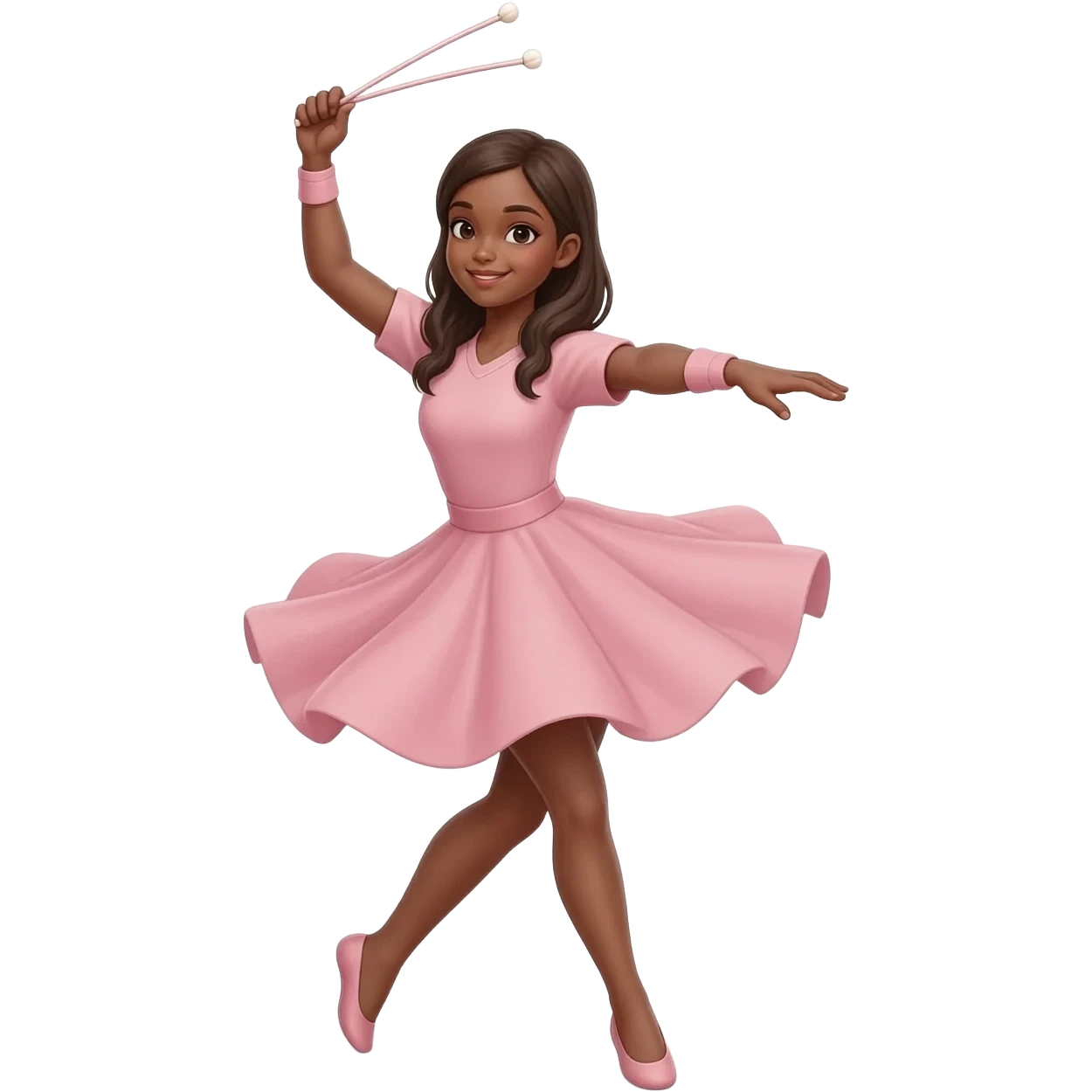 A girl twirling a baton (majorettee) emoji