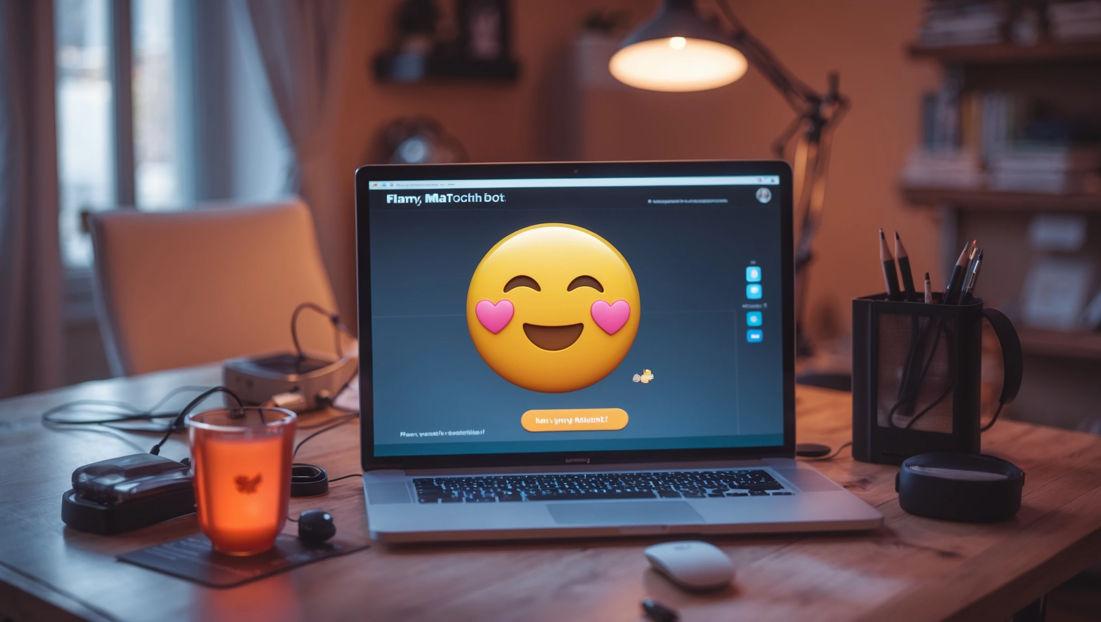 у меня в телеграм бот для знакомств - Flamy. Логотип бота - Emoji огонька. id бота в телегам - @flamy_match_bot. Мне нужно чтобы ты сгенерировал картинку для рекламного поста, чтобы рекламировать бота в других каналах.  emoji