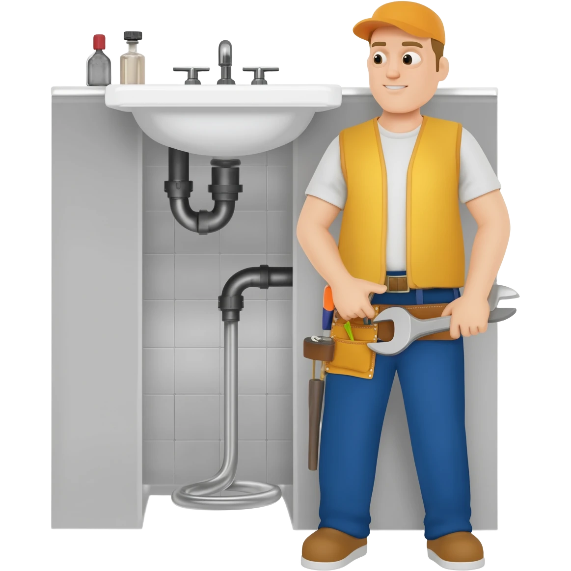 Plumber working in bathroom emoji