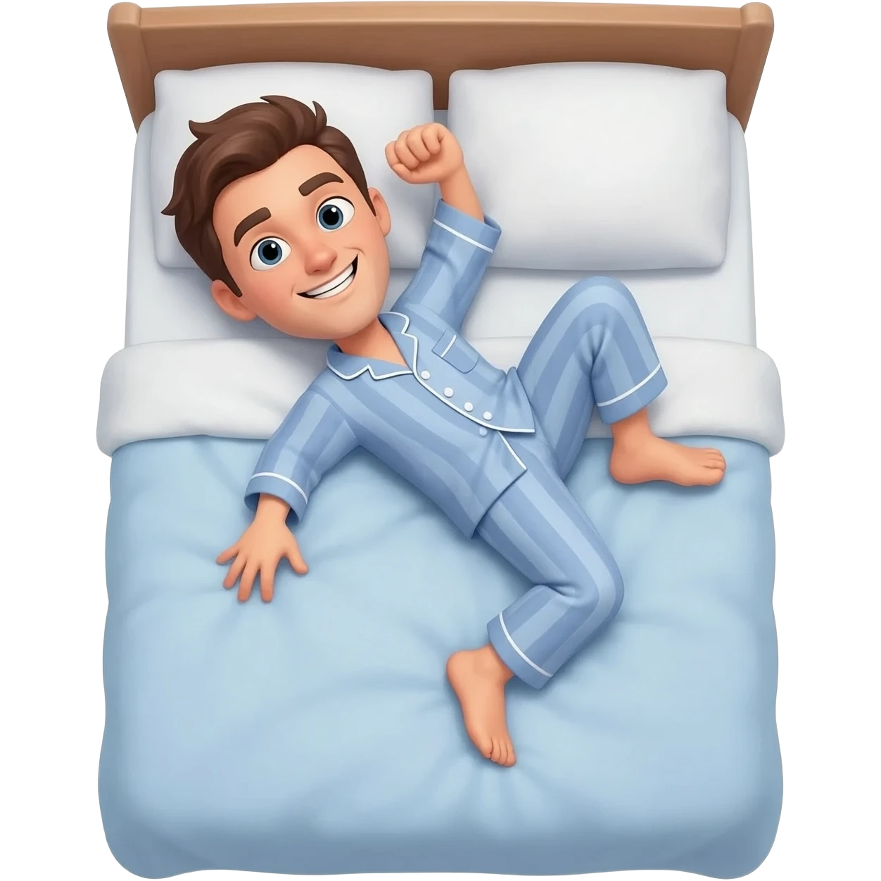 In bed in funny position emoji