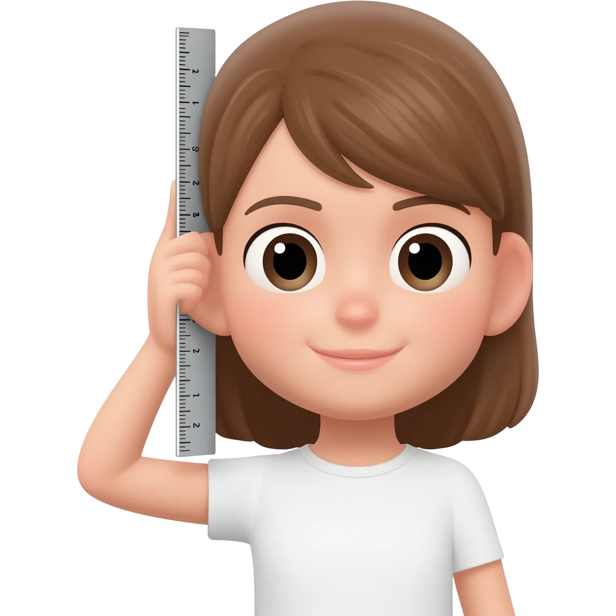Girl with a ruler held vertically from her ear downwar emoji